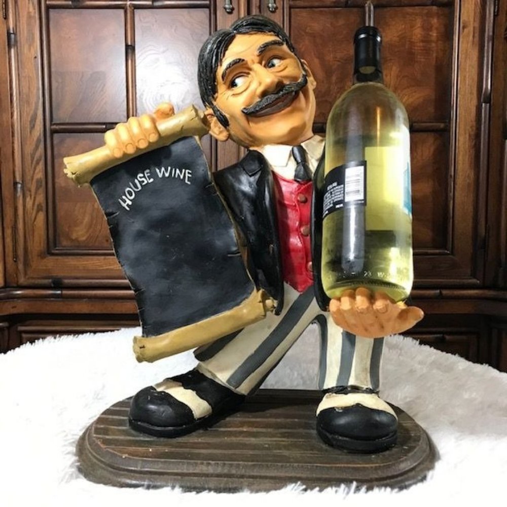House Wine Chalkboard Wine Display Resin Red Black White Mustache Maitre De